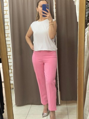 No 35 Moda Boru Paça Finike Pantolon Pembe M