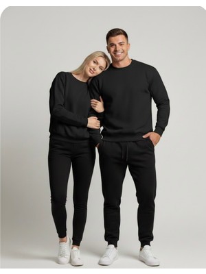 No 35 Moda   Unisex Bay/ Sweatshirt Yuvarlak Yaka Siyah M