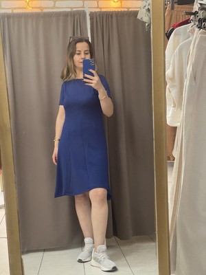 No 35 Moda Modal Kloş Parçalı Elbise Lacivert S