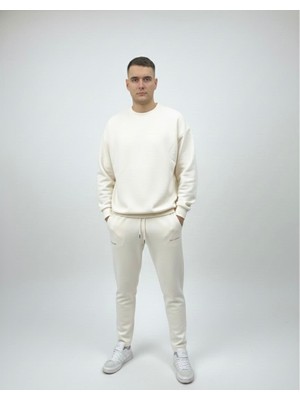No 35 Moda Dabıl Face Boru Paça Eşofman Krem 2xl