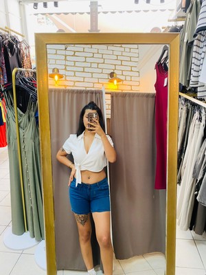 No 35 Moda Kısa Likralı Kot Şort Mavi 38