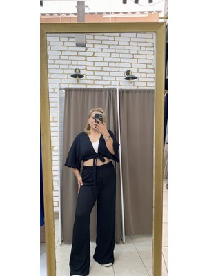 No 35 Moda Gofre Rahat Pantolon Siyah S