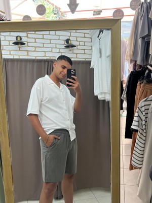 No 35 Moda Modal Dokuma Şort Açık Yeşil S