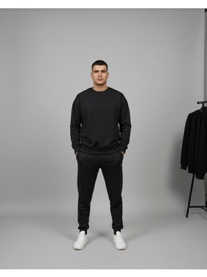 No 35 Moda Geniş Kalıp Sweat Siyah L