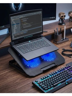 My Best Store Çift Fanlı Sessiz Laptop Soğutucu 17 Inç Uyumlu Yükseltici Stand