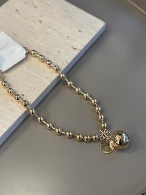 Ares 01 Store Altın Rengi Metal Top Zincir Kolye Küre Uçlu Modern Tasarım