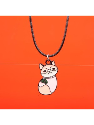 Munels Mineli Kedi Model Deri Ipli Kolye