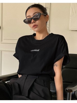 Nigrum Pardus Nıgrum Pardus Yeni Sezon Classical Baskılı %100 Pamuk Büyük Beden Kadın T-Shirt