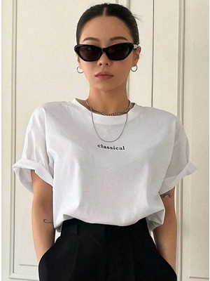 Nigrum Pardus Nıgrum Pardus Yeni Sezon Classical Baskılı %100 Pamuk Büyük Beden Kadın T-Shirt