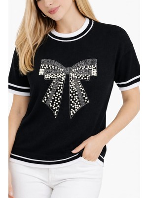 zerelle collection Kadın Inci ve Taş Detaylı T-Shirt