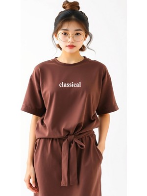 Nigrum Pardus Nıgrum Pardus Yeni Sezon Classical Baskılı %100 Pamuk Büyük Beden Kadın T-Shirt