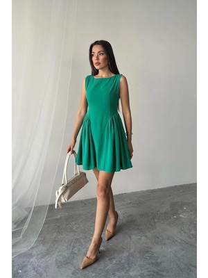 Caddebostan Moda Büzgülü Keten Kumaş Kolsuz Mini Elbise