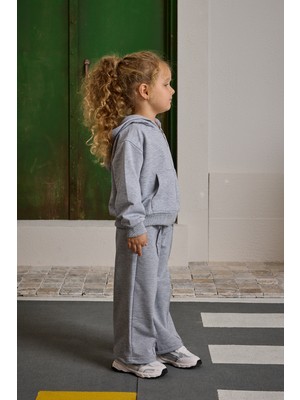 Fahhar Kids Kapüşonlu Basic Eşofman Takımı Gri Melange