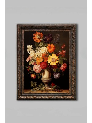 Camlı Vintage Çerçeveli Vazoda Çiçekler Tablosu  - Vintage Çerçeveli Tablo - Vintage Tasarım -   Vintage Wall Art