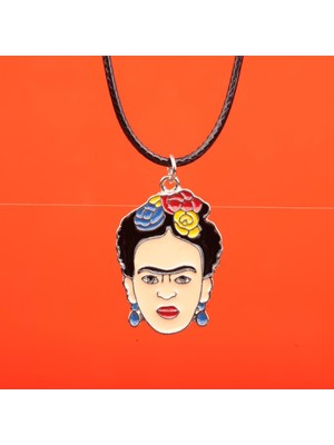 Munels Mineli Frida Kahlo Model Deri Ipli Kolye