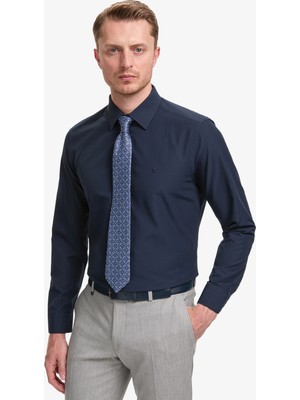 Pierre Cardin Erkek Lacivert Regular Fit Uzun Kollu Basic Gömlek 50325337-VR033