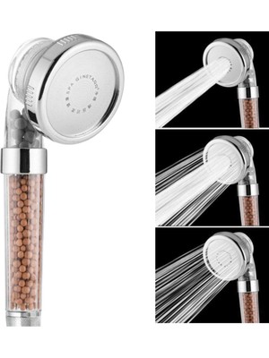 N&M Store %50 Su Tasarruflu Arıtmalı Doğal Taşlı Banyo El Duş Başlığı 3 Kademeli Spa Duş Başlığı
