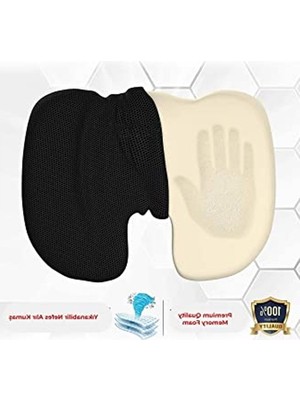 Aesco Ortopedik Oturma Minderi Visko Cocix Elastik Minder Basur Minderi Oturma Simidi Yastığı Hemoroid Yastık, Figiza, Siyah, Standart