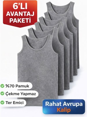 Gizem İç Giyim Gri Erkek Atlet 6'lı Paket