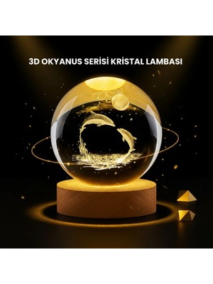 TKÇ LED Işıklı Yunus Küre Ahşap Standlı Modern Dekoratif Aksesuar