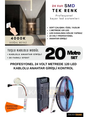 24 Volt Tavan Profesyonel Kayar LED Sistemi/ Metrede 120 Led/ Iz Gölge Yapmaz/ Yüksek Lümen Akışkan Kayar