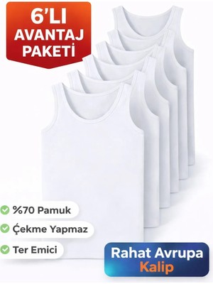 Gizem İç Giyim Beyaz Erkek Atlet 6'lı Paket
