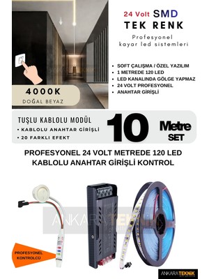 24 Volt Tavan Profesyonel Kayar LED Sistemi/ Metrede 120 Led/ Iz Gölge Yapmaz/ Yüksek Lümen Akışkan Kayar