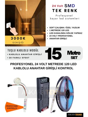 24 Volt Tavan Profesyonel Kayar LED Sistemi/ Metrede 120 Led/ Iz Gölge Yapmaz/ Yüksek Lümen Akışkan Kayar