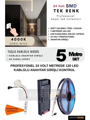 24 Volt Tavan Profesyonel Kayar LED Sistemi/ Metrede 120 Led/ Iz Gölge Yapmaz/ Yüksek Lümen Akışkan Kayar