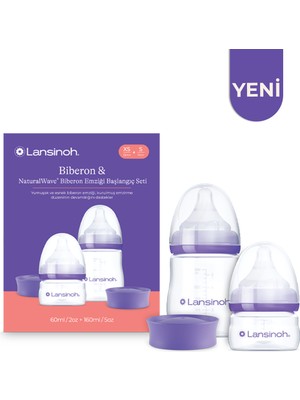 Lansinoh 60ML, 160ML ve Xs, S Akışlı Naturalwave® Biberon Emziği Yenidoğan Başlangıç Seti (0-3 Ay)
