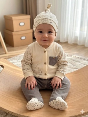 By Bubbles %100 Organik Pamuk erkek Bebek Patikli Tulum