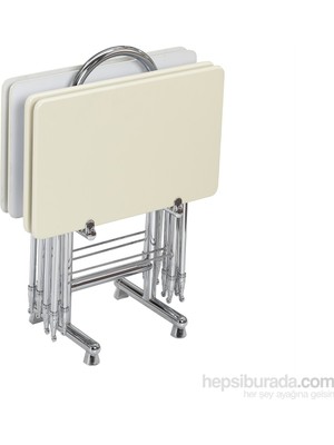 Pikma Krem Kardelen Demonte Çanta Zigon Sehpa MDF Üst Yüzey Modern Tasarım 4 Parça 52 cm Yükseklik