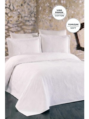 Evien Home %100 Pamuk Çift Kişilik Yatak Örtüsü Pike Takımı Astori 230X240 cm Yumuşak