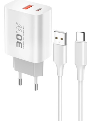 C89Q 1 Adet 30W Type-C 1 Adet 22.5W USB Çıkışlı Ekstra DL49 1m USB To Type-C Kablo