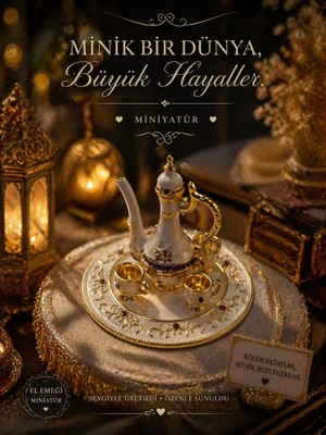Seymen Bıçakçılık 6 Parça Minyatür Dekoratif Kahve Takımı – El Işçiliği Hediyelik Mini Set