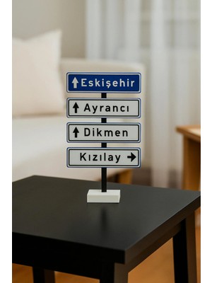 SLM Ankara Yön Tabelası Dekor – Eskişehir, Ayrancı, Dikmen, Kızılay Yazılı 3D Masaüstü Biblo