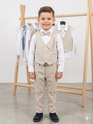 Dublino Kids Erkek Çocuk Smokin Takım Elbise Yelekli Papyonlu