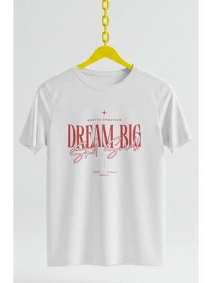 Ontunew Dream Bıg Baskılı Retro Vintage Standart Kalıp Bisiklet Yaka Pamuklu Kadın ve Erkek Tshırt