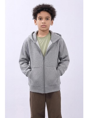 Perendi Unisex Çocuk Kapüşonlu Fermuarlı Hırka