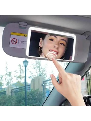 Monozone LED Işıklı Araç Içi Makyaj Aynası Şiddeti Ayarlanabilir Dokunmatik 3 Modlu  Araba Güneşlik