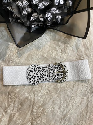 Leopar Tokalı Lastikli Bel Kemer