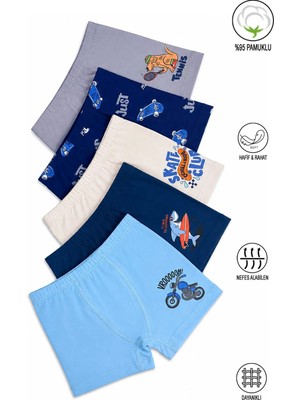 Özkan Underwear Özkan 31802 5'li Paket Erkek Çocuk Pamuklu Karışık Renkli Desenli Yumuşak Rahat Şort Boxer