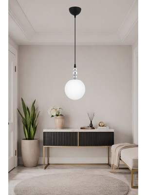 Esslight Krater Tekli Sarkıt Beyaz Camlı Modern Antre Hol Avizesi