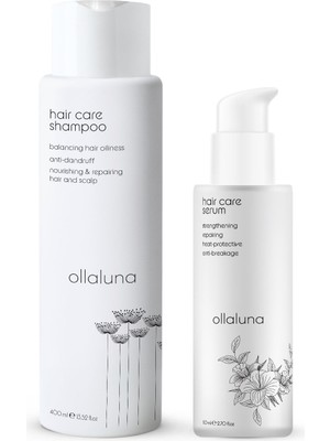 Ollaluna Saç Bakım Seti Saç Uzatıcı Etkili 400 ml Şampuan ve 50 ml Serum Tüm Saçlar İçin