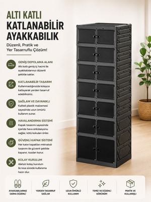 6katlı Katlanabilir Portatif Büyük Boy Kapasiteli Taşınabilir Organizer Ayakkabı Düzenleyici