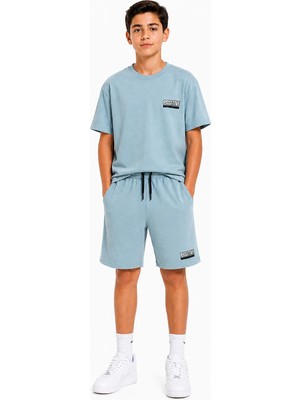Modaplaza Erkek Çocuk Bisiklet Yaka Tişörtlü Oversize TAKIM7218