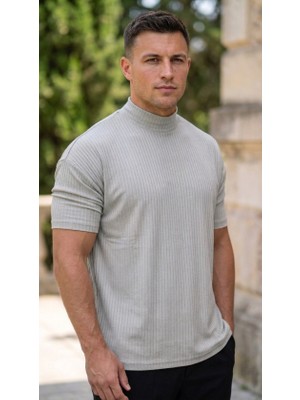 Alyn Wear Erkek Yarım Balıkçı Yaka Fit Kol Kesimli Oversize Kısa Kollu Tişört