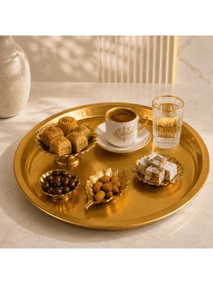 Sarkap Home 34 cm Kalın Servis Tepsisi - Gold