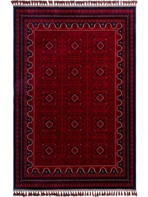 Afgan Desenli Otantik Bambu Ince Premium Kaymaz Taban Yumuşak Kolay Temizlenen Etnik Afgan Salon Koridor Halısı