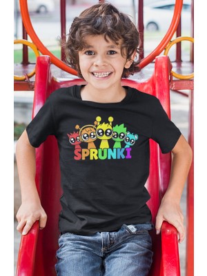 Sevbano Sprunki Oyun Baskılı Unisex Çocuk Tişört (1-12 Yaş)